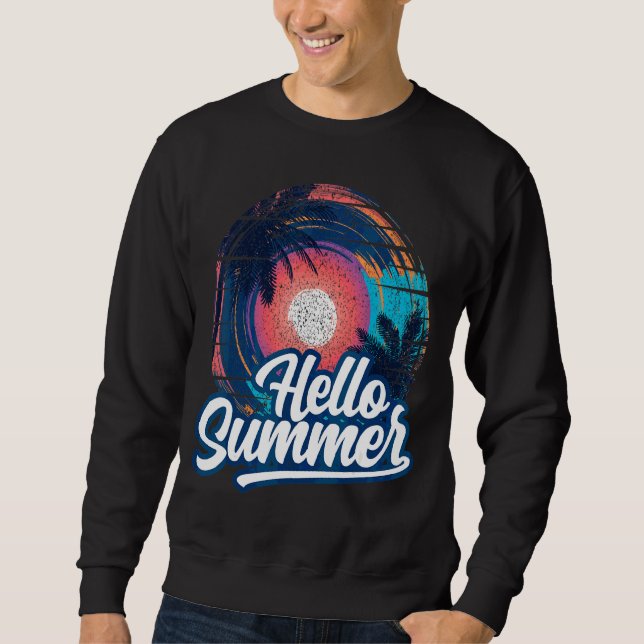 Sudadera Sunset Beach Palm Tree Hello Summer Vacation Holi (Anverso)