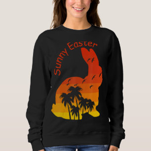 Sudadera Sunset Easter Bunny Vintage Sunset Beach Palm Tree