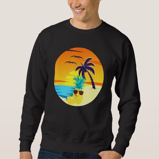 Sudadera Sunset Exótico Pineapple Beach Palm Trees Tropical (Anverso)