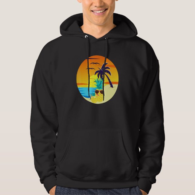 Sudadera Sunset Exótico Pineapple Beach Palm Trees Tropical (Anverso)
