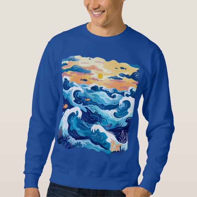 Sudadera Sunset Ocean Waves T-Shirt – Artistic Sea and Sky  (Anverso)