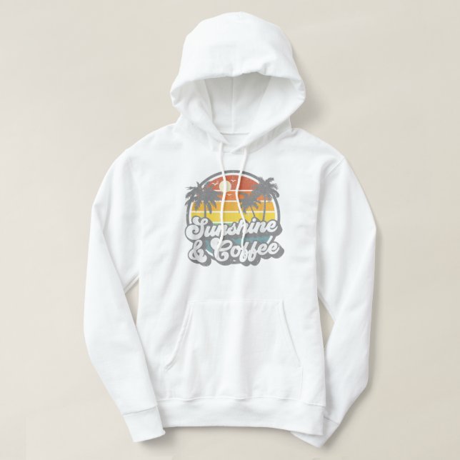 Sudadera Sunshine And Coffee Beach Funny Retro 70s Beach Wo (Diseño del anverso)