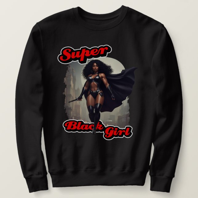 Sudadera SUPER Héroe de Acción CHICA NEGRO (Anverso del diseño)