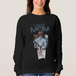 Sudadera Super Mamá Acuarela Arte de Madre e Hijos