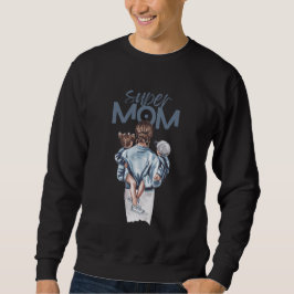 Sudadera Super Mamá Acuarela Azul Madre e Hijos Arte
