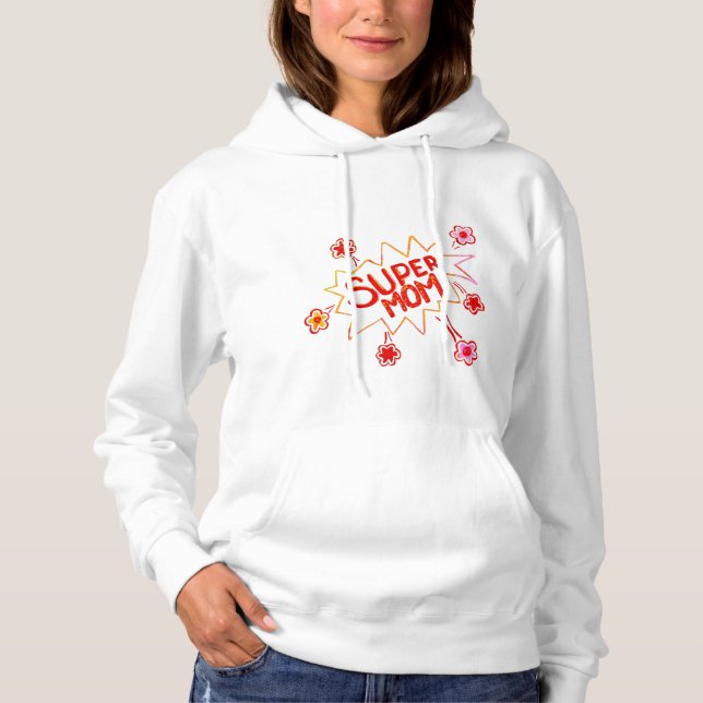 Sudadera Super Mamá Flor Cómic Burbuja Madre Dibujante (Anverso)