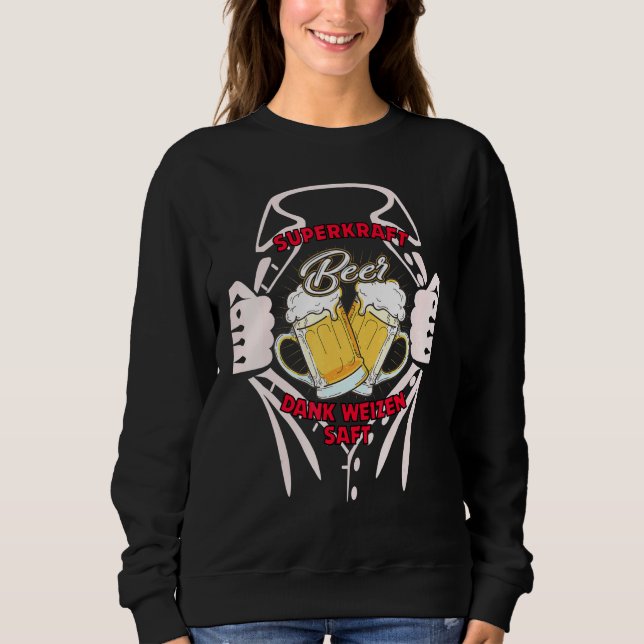 Sudadera Super Poder Gracias Al Jugo De Trigo Superhéroe, U (Anverso)