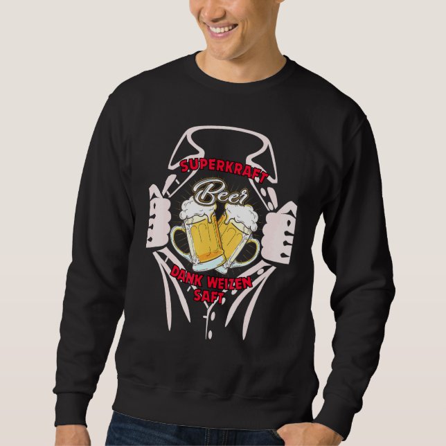 Sudadera Super Poder Gracias Al Jugo De Trigo Superhéroe, U (Anverso)