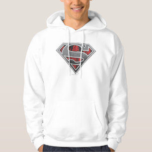 Sudadera Superman S-Shield Logo gris y ciudad roja