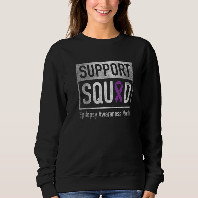 Sudadera Support Squad Epilepsy Awareness Purple Ribbon  1 (Anverso)