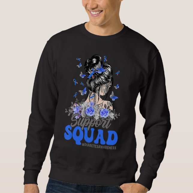 Sudadera Support Squad Messy Bun Butterfly Diabetes Awarene (Anverso)