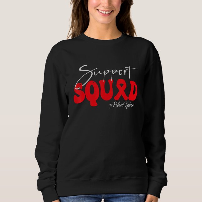 Sudadera Support Squad Poland Syndrome Awareness Red Ribbon (Anverso)