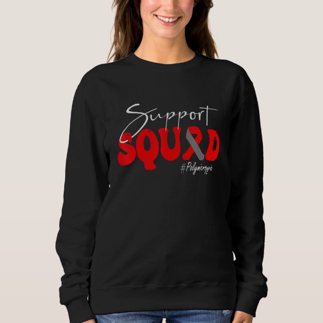 Sudadera Support Squad Polymicrogyria Awareness Red & Gray  (Anverso)
