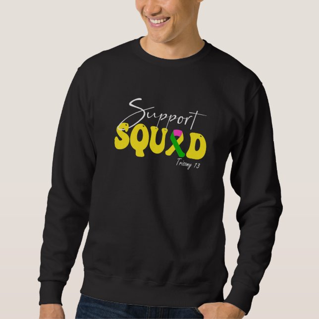 Sudadera Support Squad Trisomy 13 Awareness Yellow & Green  (Anverso)