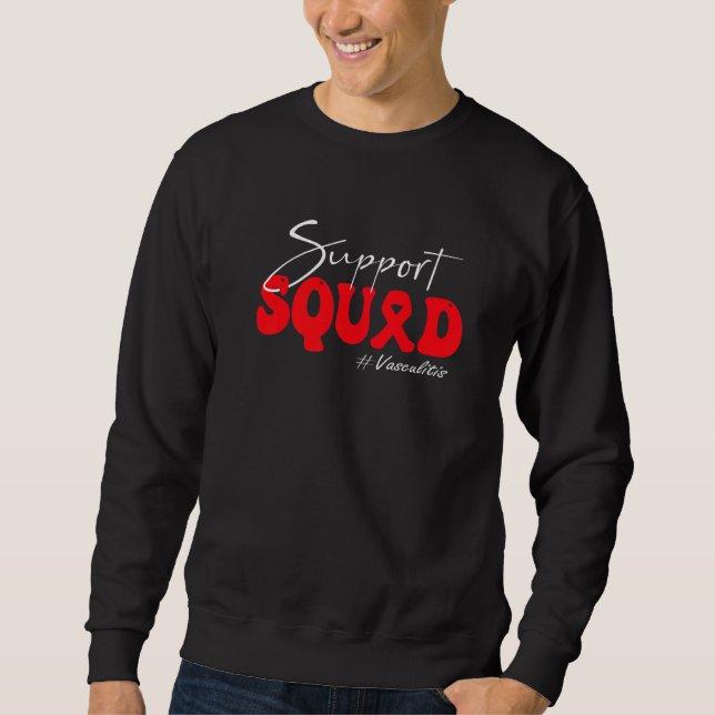Sudadera Support Squad Vasculitis Awareness Red Ribbon   (Anverso)