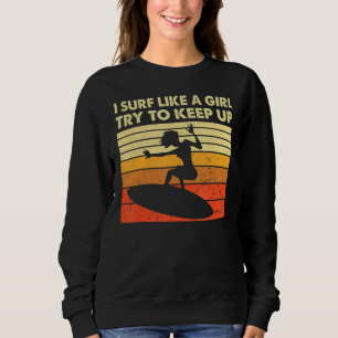 Sudadera Surf Retro Como Una Playa De Verano De Surf Chica