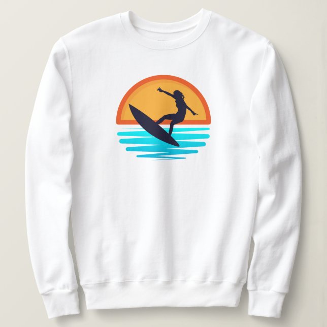Sudadera Surf Retro Sunset _ Viajes de playa de época (Anverso del diseño)