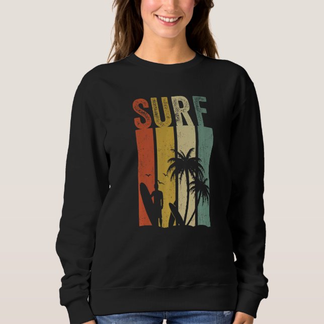Sudadera Surf Retro Vintage Surf Surfboard Wave Surfer (Anverso)