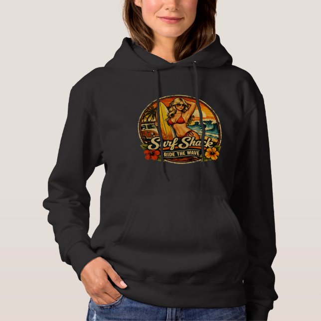 Sudadera Surf Shack Surfista Ilustrada | Cabalga Las Olas P (Anverso)