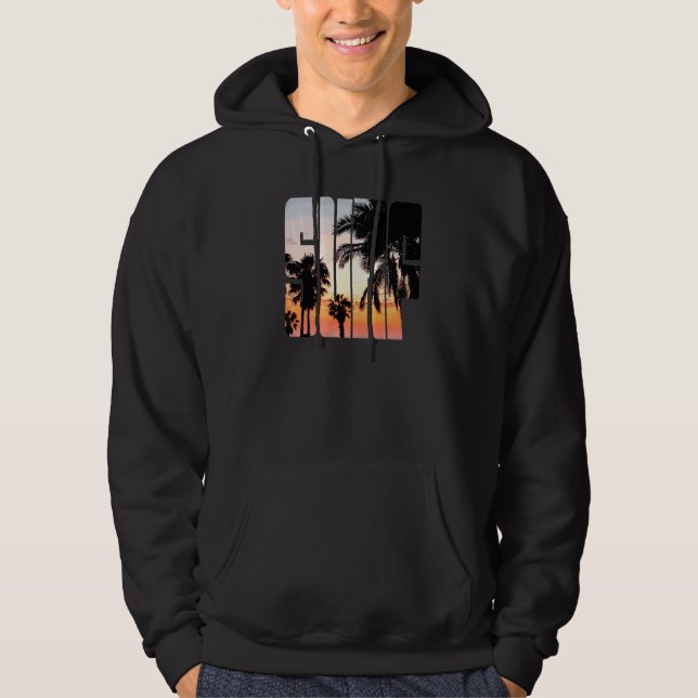 Sudadera Surf Sunrise Summer Vacation Ir A Beach Palm Tree (Anverso)