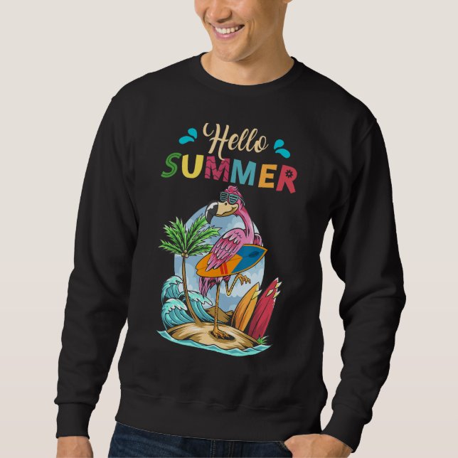 Sudadera Surfboard Hello Summer Flamingo Beach Summer Vaca (Anverso)