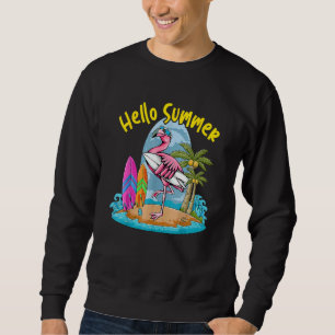 Sudadera Surfboard Hello Summer Flamingo Beach Summer Vaca