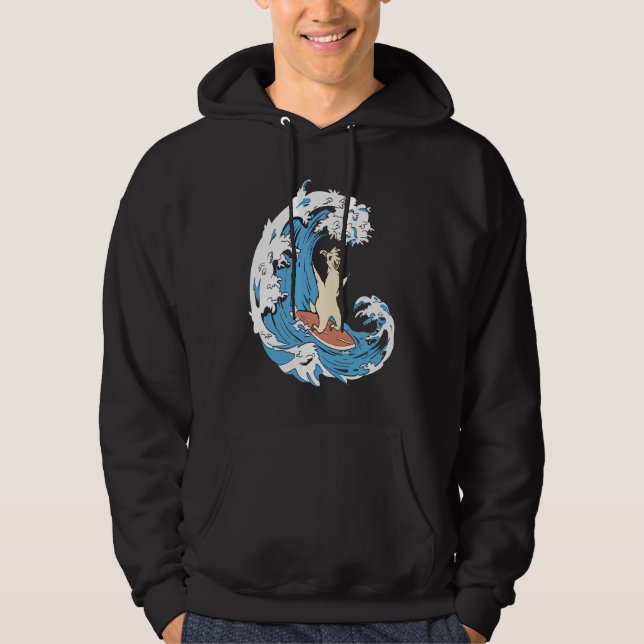 Sudadera Surfer Surfboard Waves  Surfrider Surfing Llama (Anverso)