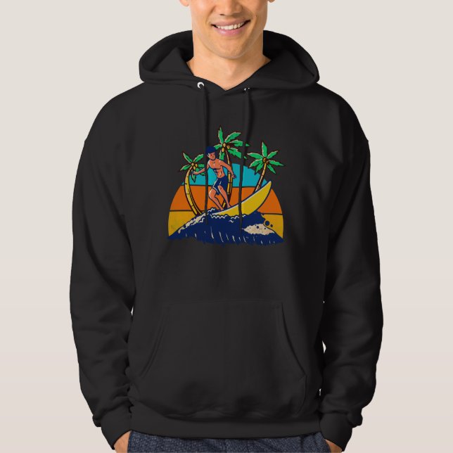 Sudadera Surfer Tropical Retro Sunset (Anverso)
