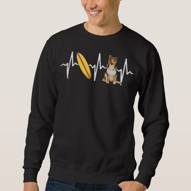 Sudadera Surfing Collie Heartbeat Dog (Anverso)
