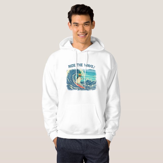 Sudadera Surfing penguin Ukiyo-e style "Ride the Wave" (Anverso completo)