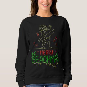 Sudadera Surfing Santa Hawaiano Merry Beachmas Navidades va