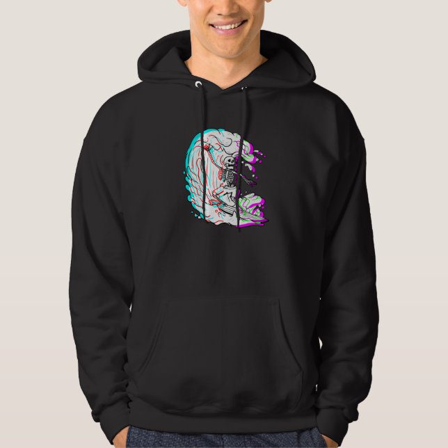 Sudadera Surfing Skeleton Funny Beach Surfer Vaporwave Surf (Anverso)
