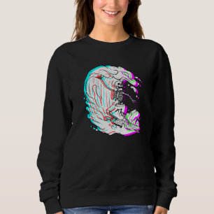 Sudadera Surfing Skeleton Funny Beach Surfer Vaporwave Surf