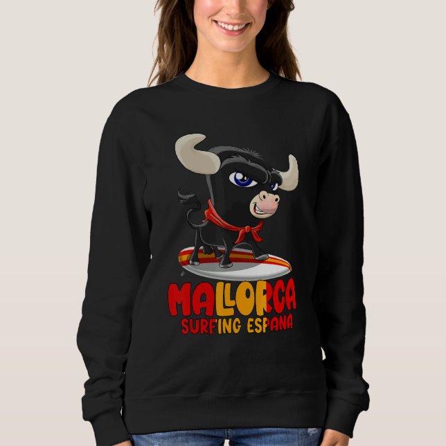 Sudadera Surfing Spot Spain Mallorca with Cute Taurus (Anverso)