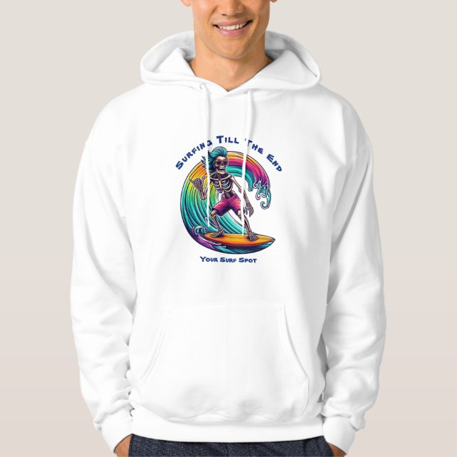 Sudadera Surfista De Esqueleto En Ola (Anverso)