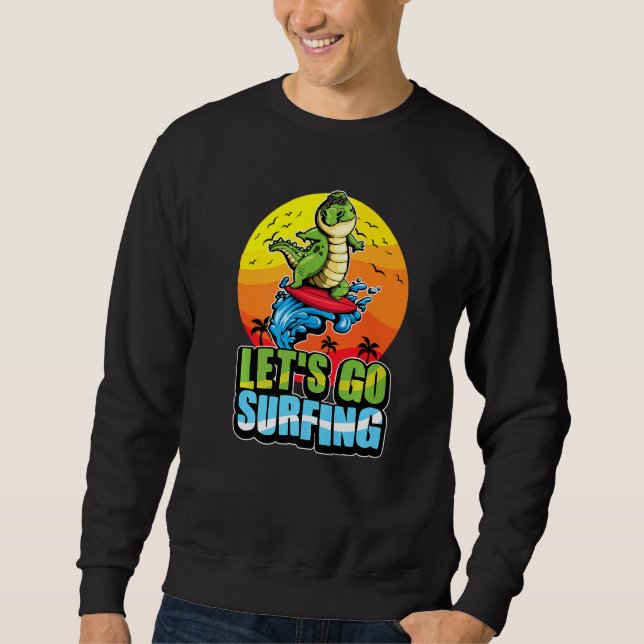 Sudadera Surfista Guay Crocodile Surfing Summer Ocean & Wav (Anverso)