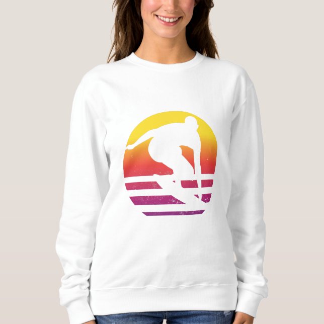 Sudadera Surfista Retro Surfing Atardecer (Anverso)