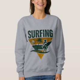 Sudadera Surfista Silhouette Retro Surfing, surf divertido