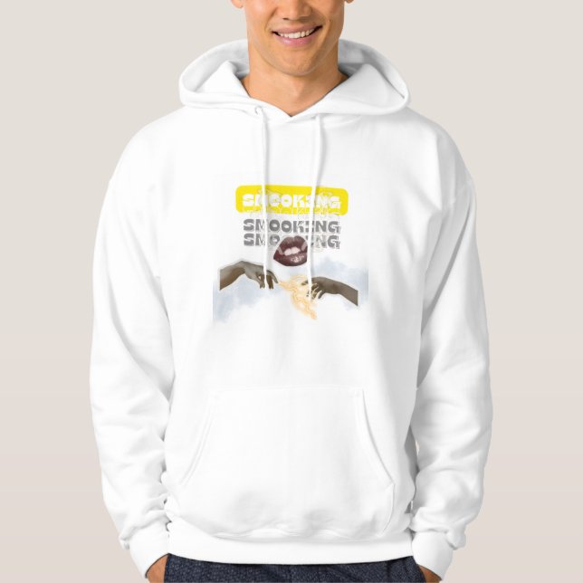 Sudadera Surreal Smoking Lips and Michelangelo Hands PopArt (Anverso)