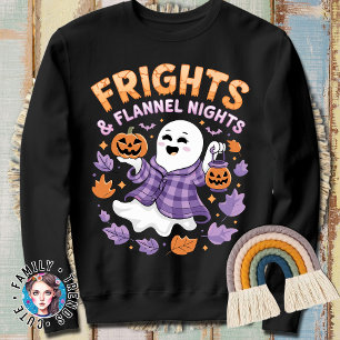 Sudadera Sustos de Halloween y Noches de Franela Fantasma L