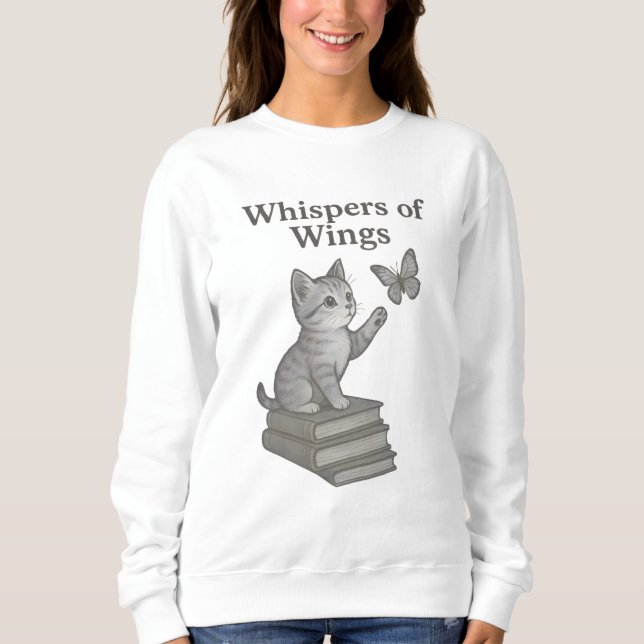 Sudadera Susurros de Alas: Gato Mágico, Mariposa y Libro (Anverso)
