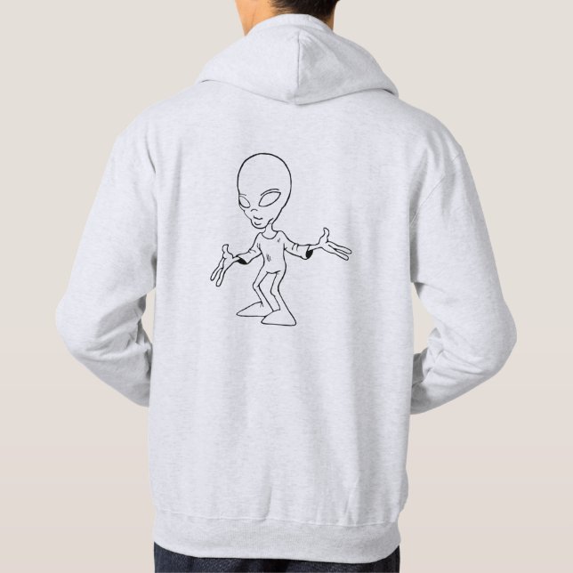 Sudadera Sweat a capucha con alien gris claro (Reverso)