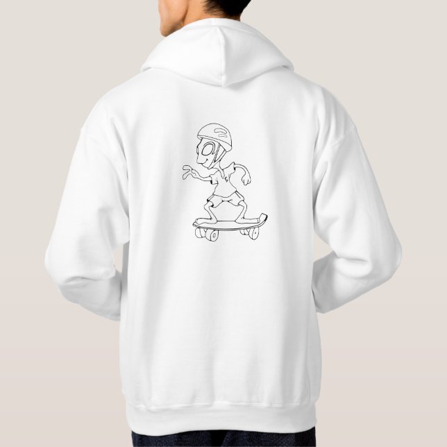Sudadera Sweat capucha logotipo y alien skateur blanco (Reverso)