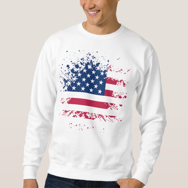 Sudadera Sweat Hombre Blanco BASIC los EE.UU Bandera (Anverso)
