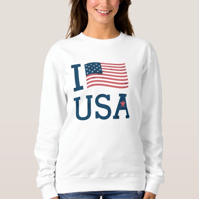 Sudadera Sweat Mujer Blanco BASIC I Amor los EE.UU (Anverso)