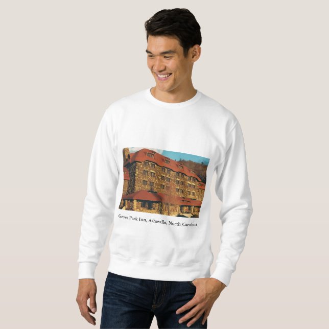 Sudadera Sweatshirt blanco masculino con Grove Park Inn Pho (Anverso completo)