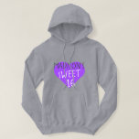 Sudadera Sweet 16 16th Birthday Hoodie<br><div class="desc">Gray Sweet 16 16th cumpleaños hoodie incluye tu nombre y el texto dulce 16 en una simple y moderna tipografía escrita a mano en blanco y negro elegante sobre un corazón morado brillante. Diseñado exclusivamente para usted por Happy Dolphin Studio.</div>