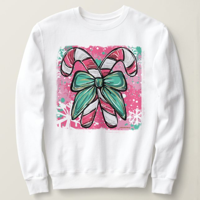Sudadera Sweet Candy Canes Christmas Sweatshirt (Anverso del diseño)