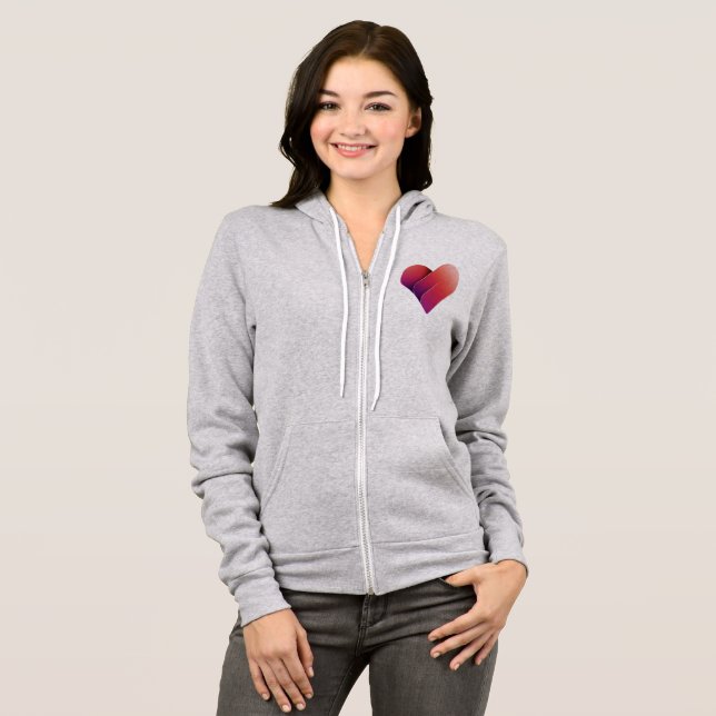 Sudadera Sweet Love Red Heart Design Full-Zip (Anverso completo)