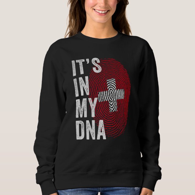 Sudadera Switzerland It's In My DNA Cute Swiss Fingerprint  (Anverso)